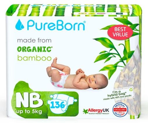 PureBorn organic bamboo baby disposable diapers